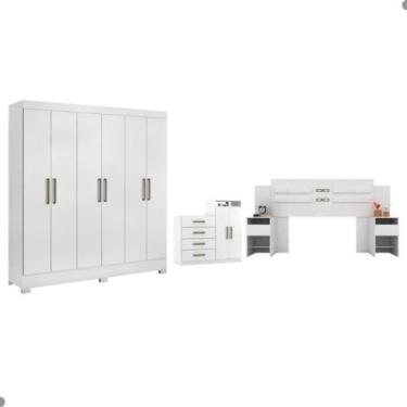 Imagem de Conjunto Quarto de Casal Completo Ferrara Branco - CasaH