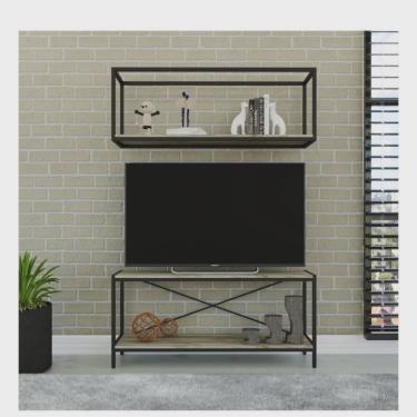 Imagem de Conjunto Rack para TV até 50 Polegadas 1 Nicho Aéreo Estilo Industrial Active Yescasa