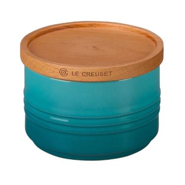 Imagem de Pote le creuset em cerâmica com tampa de madeira 220ML azul caribe 91044400490000