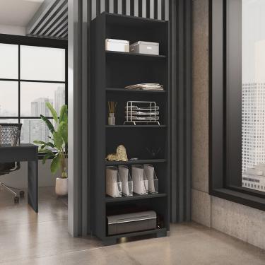 Imagem de Estante para Livros 5 Prateleiras Office Móveis Leão Preto Texturizado