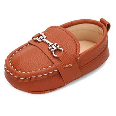 Imagem de CINDEAR Mocassim para bebês meninos e meninas prewalker para berço, perfeito para batismo, engatinho/casamento, 1209 - marrom, 0-6 Months Infant