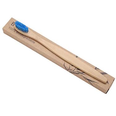 Imagem de Escova de Dentes Biodegradável, Cerdas Macias e Ecológicas, Aderência Confortável, para Limpar o Resíduo de Alimentos, Com Matéria -prima, Sem Poluição (Azul)