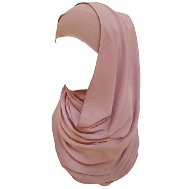 Imagem de Cachecol de cabeça hijab muçulmano de chiffon crepe bolha não transparente envoltório grosso leve, Malva, One Size