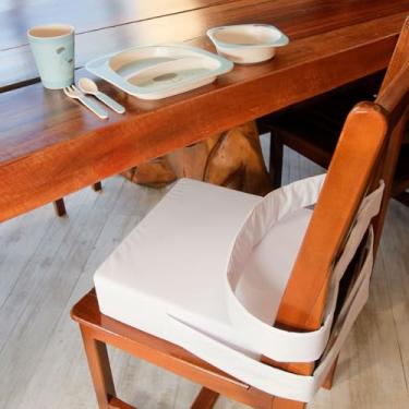 Imagem de Almofada Assento de Elevação Portátil Bebê e Infantil Impermeável com Cinto de Segurança Branco