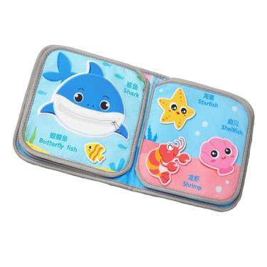 Imagem de menolana Livro de roupas para bebês Livro de atividades Desenvolvimento Sensorial Colorido Soft Baby Book Travel Toy para bebês recém-nascidos de 0 a 3 anos de, Mundo Marinho