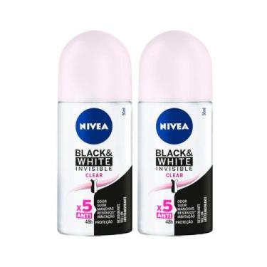 Imagem de Kit Desodorante Roll On Nívea Invisible Black e White Clear 50ml - 2 U
