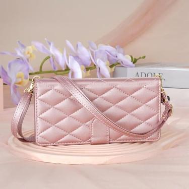 Imagem de HJZSZX Para Samsung S23 FE Crossbody Lanyard Couro Zip Wallet Phone Case Flip Cover (Para Samsung S23 FE/Ouro Rosa)