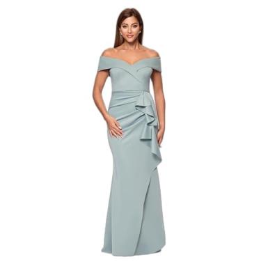 Imagem de Xscape Vestido feminino longo tomara que caia com decote em coração e babados laterais, Sálvia, 42