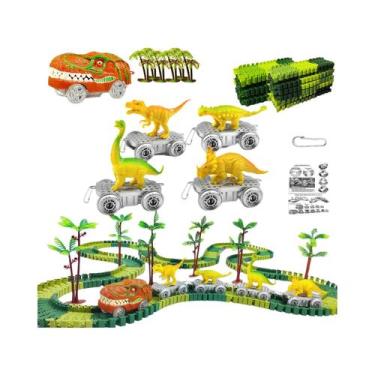 Imagem de Conjunto De Trem De Dinossauro Com Pista Flexível, Carro De Corrida Pa