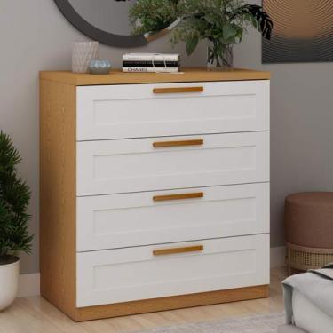 Imagem de Cômoda com 4 Gavetas 79,2cm 100% MDF 0569 Madri Genialflex, Cinamomo/B