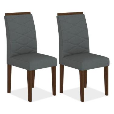 Imagem de Kit 2 Cadeiras Estofadas Everest Comfort Imbuia/suede Cinza - M.a - A 