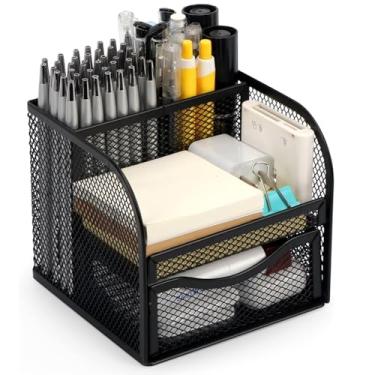 Imagem de Porta Lápis Organizador Mesa Escritório 4 Divisórias Aramado