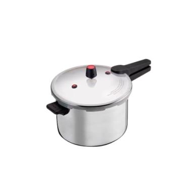 Imagem de Panela de Pressão em Alumínio, 8 Litros, Tampa com Trava de Segurança, Branca e Preta
