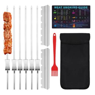 Imagem de Espetos de churrasco, espetos de espetinho para grelhar,Espetos de Kebab em aço inoxidável de 14,7 polegadas | Varas para grelhar, varas de agulha para churrasco de metal, vara para churrasco de aço i