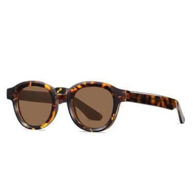Imagem de Óculos de sol de luxo femininos ovais fashion transparentes anti luz azul masculino punk uv400 (chá de leopardo)