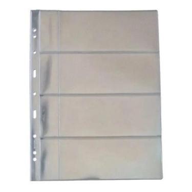 Imagem de Kit 10 Folhas Plástico Cédula Acetato /mingt 4 Divisões C/Bolso - 3BZN