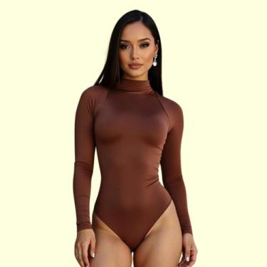 Imagem de Body Feminino Manga Longa Blusa  Adulto Liso Alta Qualidade - Faby Fas