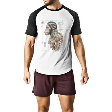 Imagem de Camiseta Raglan Chimpanze Mecanica Interna Cyberpunk - Alearts, G