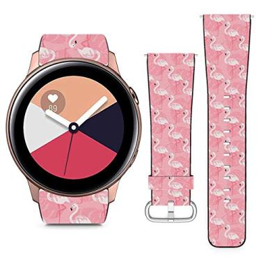 Imagem de Compatível com Samsung Galaxy Watch Active // Pulseira de substituição de couro de 20 mm com pinos de liberação rápida // Flamingo rosa