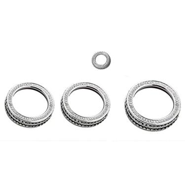 Imagem de NIUHURU – Anel com detalhe interno para carro, acessórios de strass, com botão de ar condicionado para Land Rover Freelander Discovery Range Rover Evoque 2014-2018 (prata)