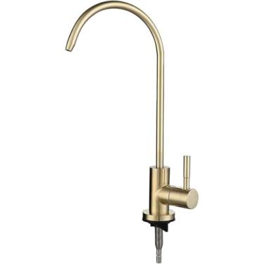 Imagem de Torneira De Filtro De água,torneira De Cozinha Gooseneck Torneira De água Potável Fria única Torneiras De Pia De Cozinha, Brushed Gold