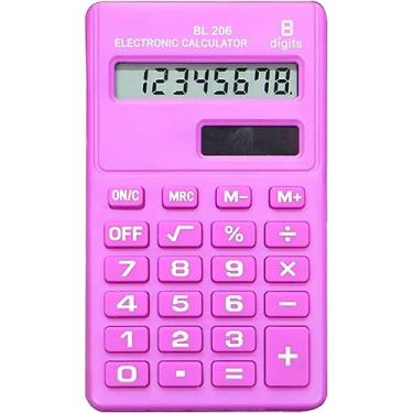 Imagem de Calculadora portátil rosa de 8 dígitos mini calculadora de mesa digital portátil de bolso cor doce ABS confiável tamanho de bolso portátil material de escritório calculadoras básicas de escritório