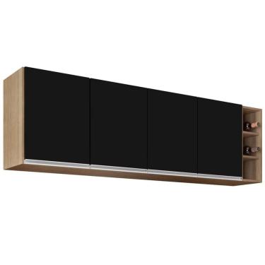Imagem de Armário Aéreo Nevada Com Nicho 180cm 4 Portas Castanho-preto - Lumil