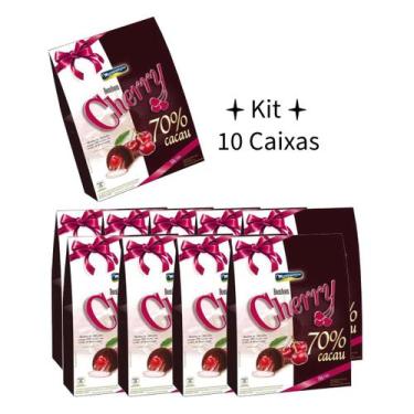 Imagem de Kit 10 Caixas Cherry - Bombom Meio Amargo 70% Cacau 160g - MONTEVÉRGIN