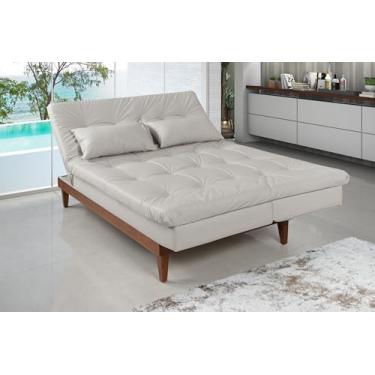 Imagem de Sofá Cama Versátil Reclinável 3 Lugares 5 Posições Casal Premium Madero Corino Casa Imperial (GELO 308)