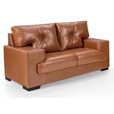 Imagem de Sofá Julia 2 Lugares Retrô em Courissimo Caramelo 852 Aconhegante e Sofisticado Casa Imperial