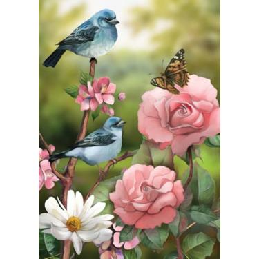 Imagem de Bandeira floral Briarwood Lane in The Garden Spring Garden Pássaros 31,75 cm x 45,72 cm
