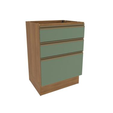 Imagem de Balcão 3 Gavetas Kappesberg Celeste 100% Mdf Nogueira-verde Oliva 60cm