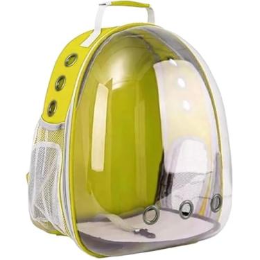 Imagem de Mochila de Transporte para Pets com Visor Panorâmico – Bolsa Astronauta Ventilada para Cães e Gatos | Conforto e Segurança em Passeios (Amarelo)