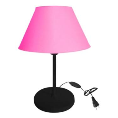 Imagem de Luminária de Mesa Abajur Cúpula Injetada para Escritório Quarto Recepção Decoração Sala Moderno (PRETO/ROSA,1)