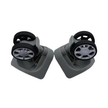 Imagem de KiBcsLic 2x Rodízios para malas, carrinho com rodas, fileira dupla para caixa de viagem, baixo ruído, fácil de instalar, peças de reposição, acessórios faça, Cinza