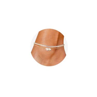 Imagem de CIOMY Tornozeleiras femininas com inicial dourada banhada a ouro 14 K, zircônia cúbica, coração, tornozeleira, impermeável, ajustável, inicial, tornozeleira, grande, verão, praia, pé, joia, 10.5Inch