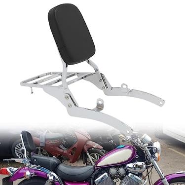 Imagem de Motaux Passenger Sissy Bar com bagageiro encosto para Yamaha Virago 400 535 XV400 XV535 todos os anos, cromado