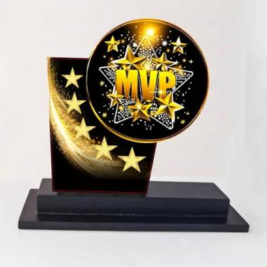 Imagem de noblehead MVP Trophy 15 cm acrílico mais valioso jogador troféu prêmio taça MVP troféu medalhas corrente para futebol basquete futebol beisebol torneio liga campeonato presente (uma peça)