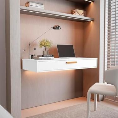 Imagem de Comprar Móveis em Casa, Aparador Penteadeira Suspenso Sala Quarto Escrivaninha ou Rack Sali Cor Branco - Comprar Móveis em Casa