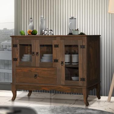 Imagem de Balcão Madeira Maciça 3 Portas 1 Gaveta Imbuia Adira Shop Jm