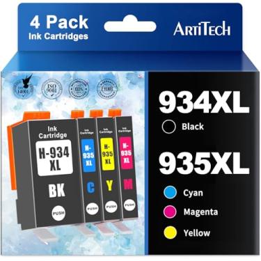 Imagem de ARTITECH Pacote combo de cartuchos de tinta 934 compatível com HP 934XL 935XL funciona com HP Officejet Pro 6830 6230 6835 6812 6815 6820 6220 6800 (1 preto, 1 ciano, 1 magenta, 1 ciano) pacote com 4