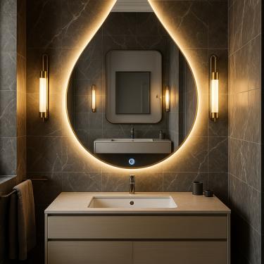 Imagem de Espelho Led quente 3000k Org��nico 53 x 70  Formato Gota pingo