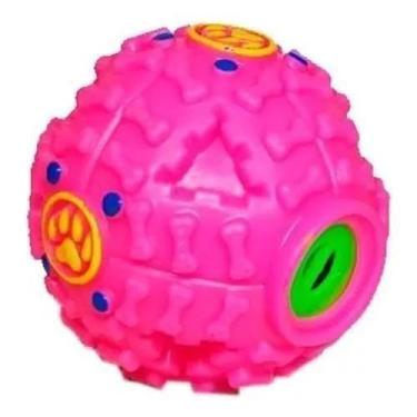 Imagem de Bola Porta Petisco Ração Tag Brinquedos Pet Tam M 9Cm Rosa - Elo Impor