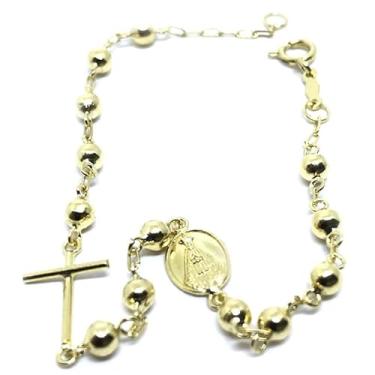 Imagem de Pulseira infantil feminina - 1 terço/cruz/medalha - 2PUO0664