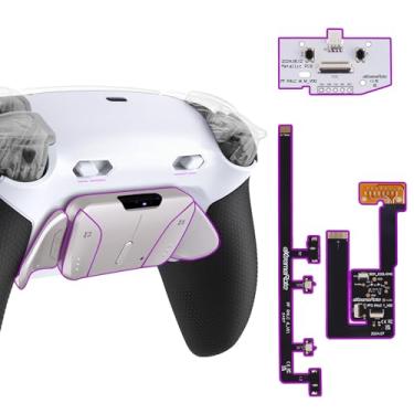 Imagem de eXtremeRate Kit De Pás Traseiras Rise4 Plus Max Rmb Com Travas Gatilho Clicky E Empunhadura Emborrachada Para Controle Ps5 Bdm-030 040 050, Botões Metal Remapeáveis, Branco Preto