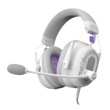 Imagem de FVDPWYE Fone de Ouvido Gamer Portátil com Fio, Elegante, 3 Efeitos Sonoros Especiais com Microfone com Cancelamento de Ruído, para PC, Computador Doméstico, Branco
