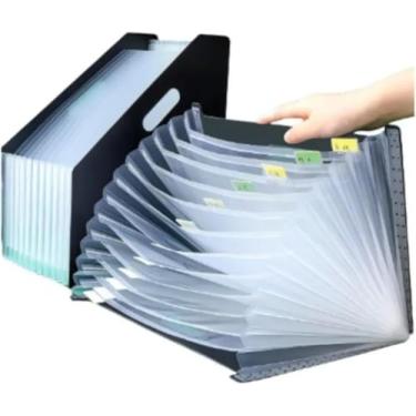 Imagem de Pasta Sanfonada Organizadora de Documentos A4 com 12 Divisórias Plástica Escritório