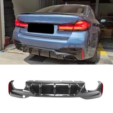 Imagem de Lábio do para-choque traseiro do carro compatível com 5 séries G30 G38 2017 divisor dianteiro difusor spoiler corpo kit acessórios para carro (aparência de carbono)