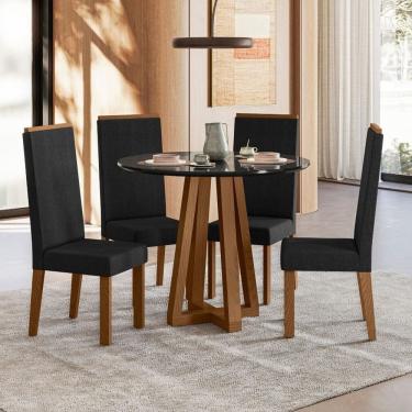 Imagem de Conjunto para Sala de Jantar com 4 Cadeiras Lívia Ambar/Preto