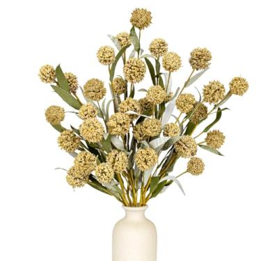 Imagem de Yawwind Bola de flores artificiais de 43 cm, 6 peças, buquê de crisântemo (branca)